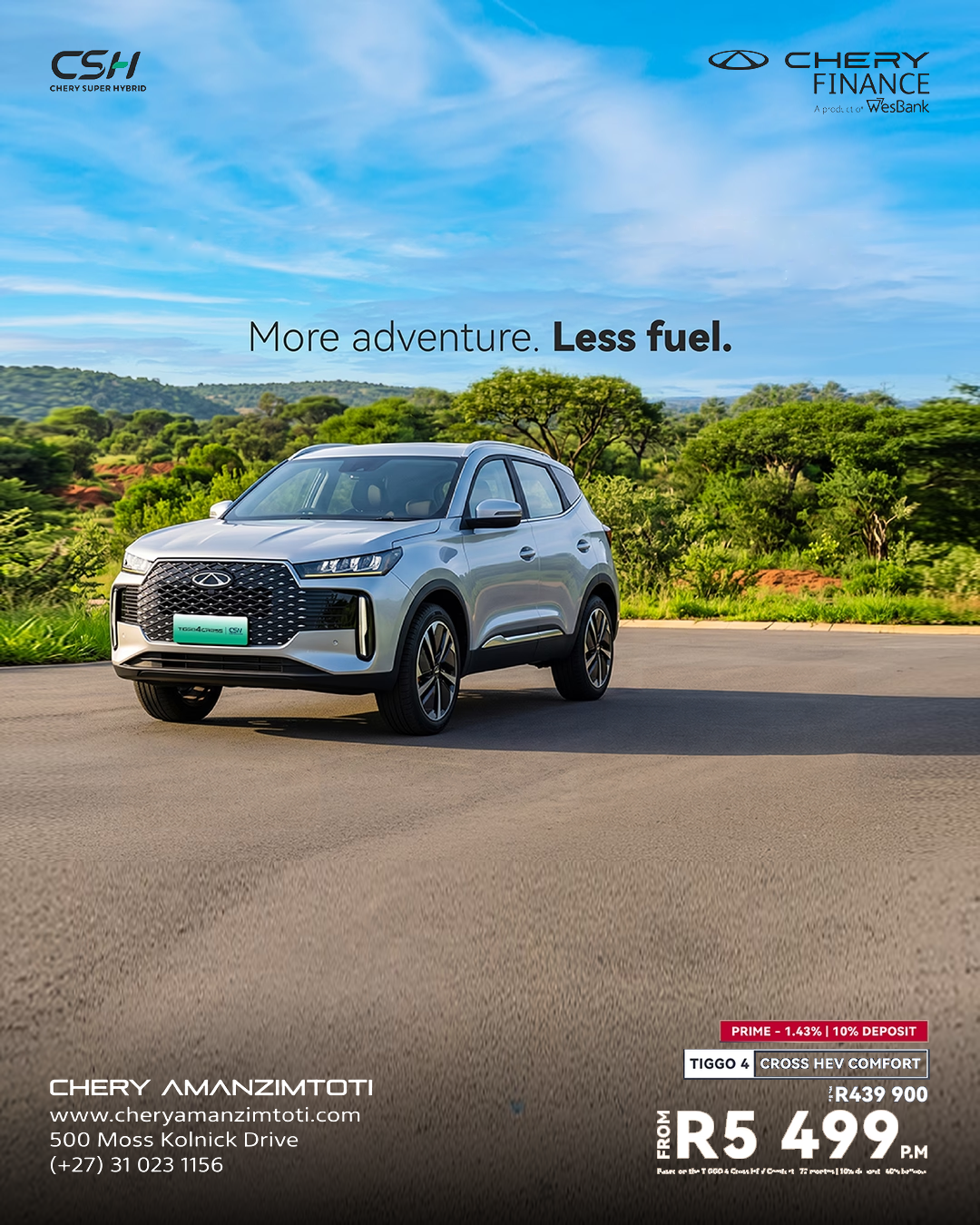 Tiggo 4 Cross HEV Comfort — From R5 499 per month. Hot Offers offer from Chery Amanzimtoti.