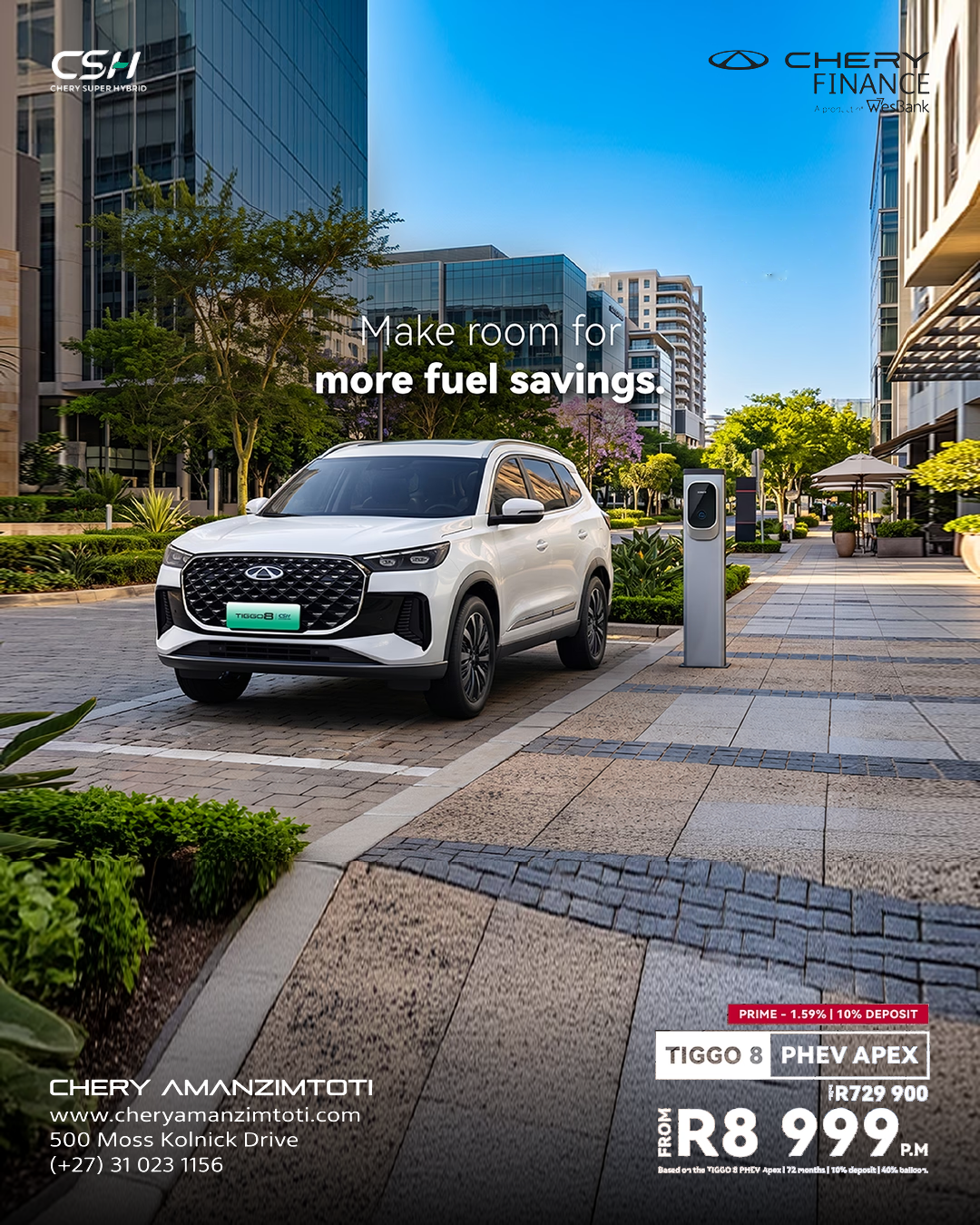 Tiggo 8 PHEV Apex — From R8 999 per month. Hot Offers offer from Chery Amanzimtoti.