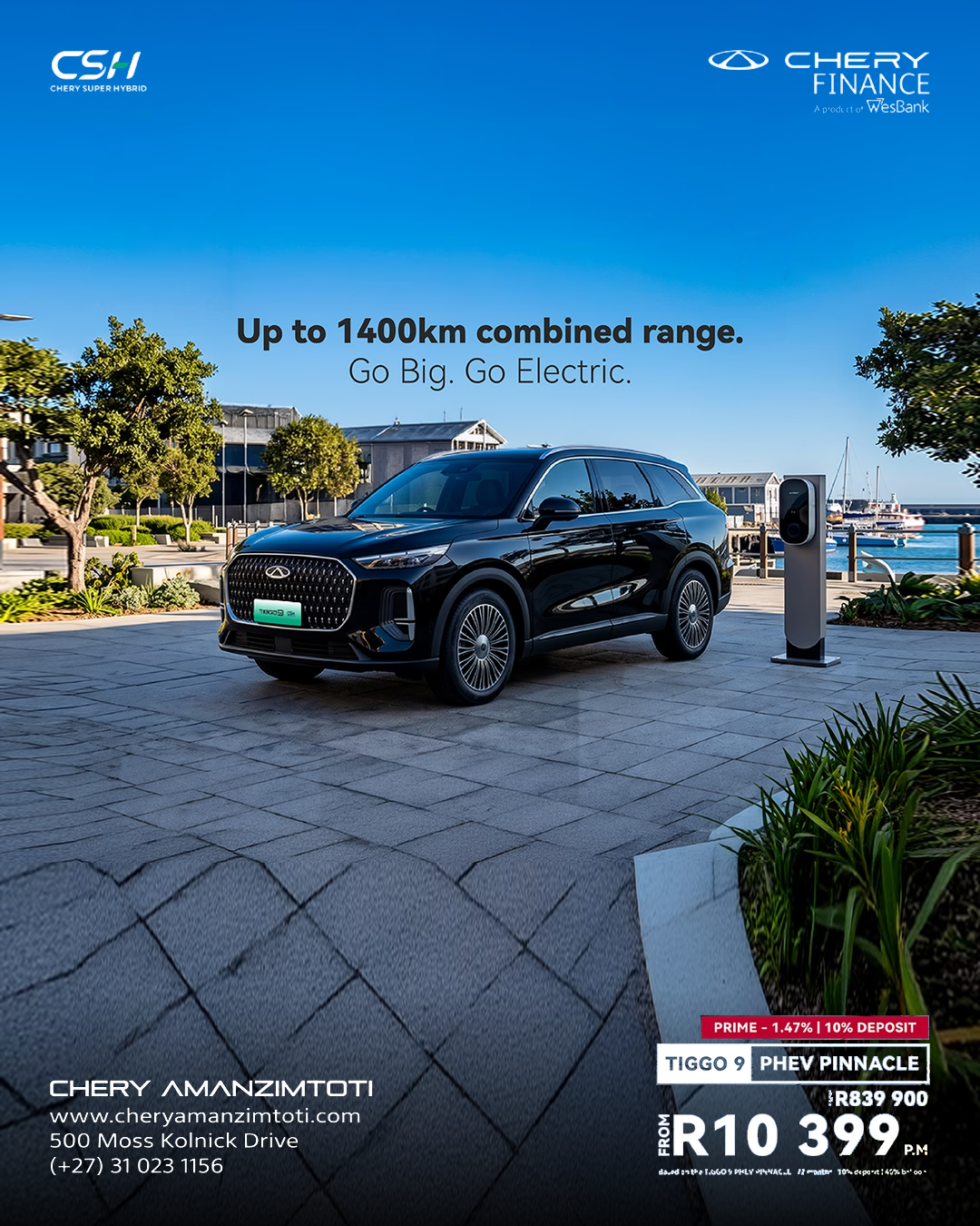 Tiggo 9 PHEV Pinnacle — From R10 399 per month. Hot Offers offer from Chery Amanzimtoti.