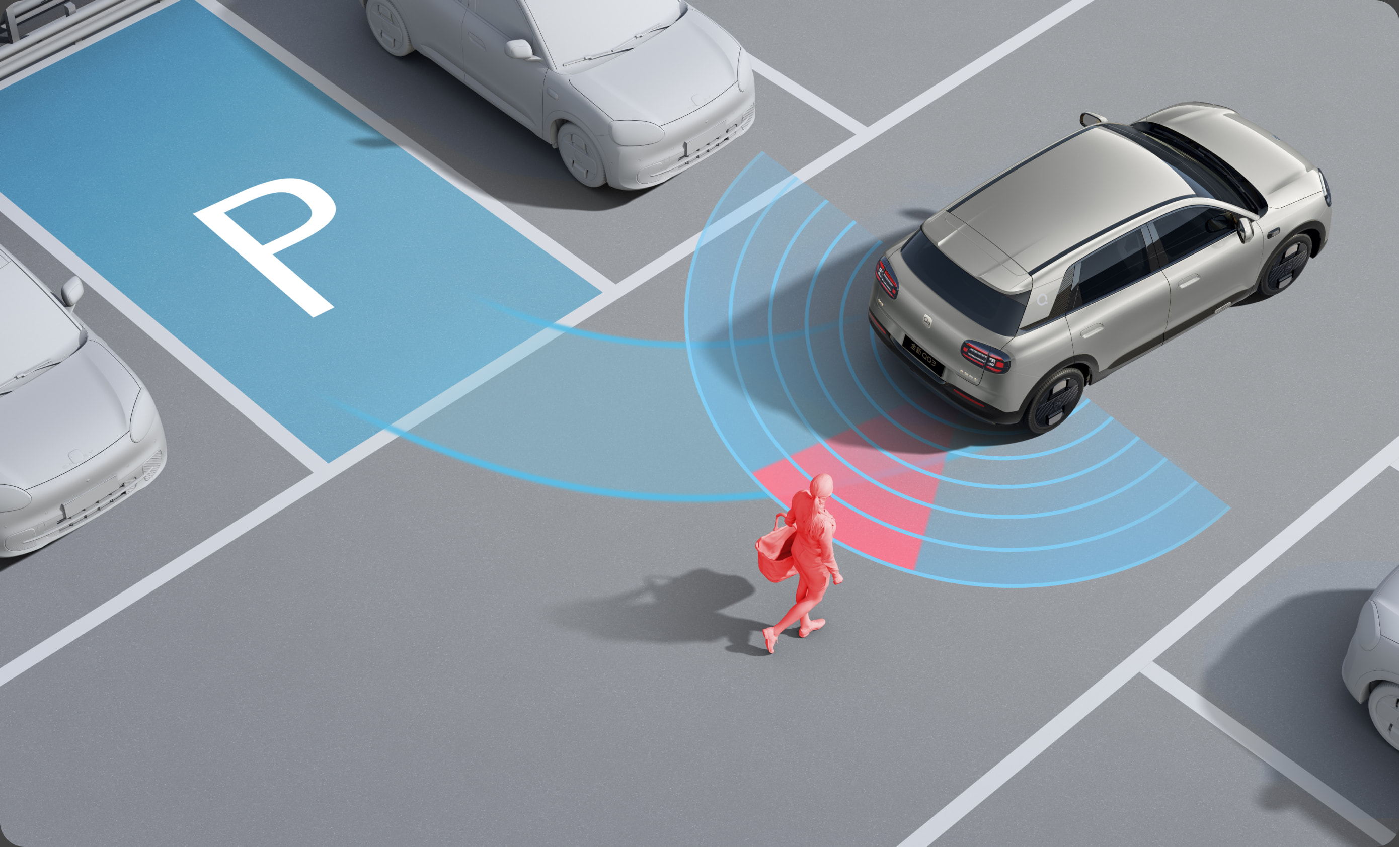 Chery Q APA smart parking illustration